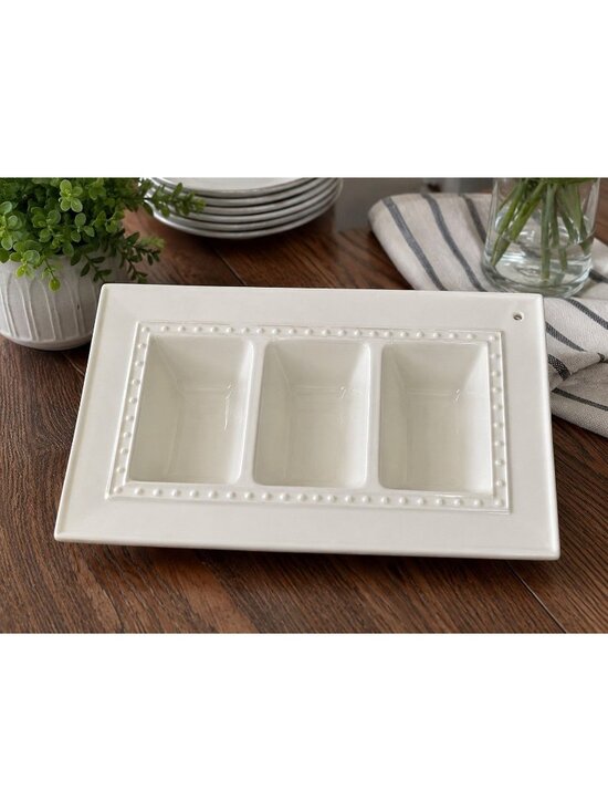 Nora Fleming Other - Nora Fleming Retired Pearl Dot 3 Section Divided Serving Dish Platter 14" x 9"